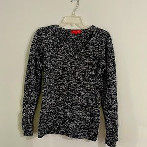 GUESS Sweater V neck Black/White Size M